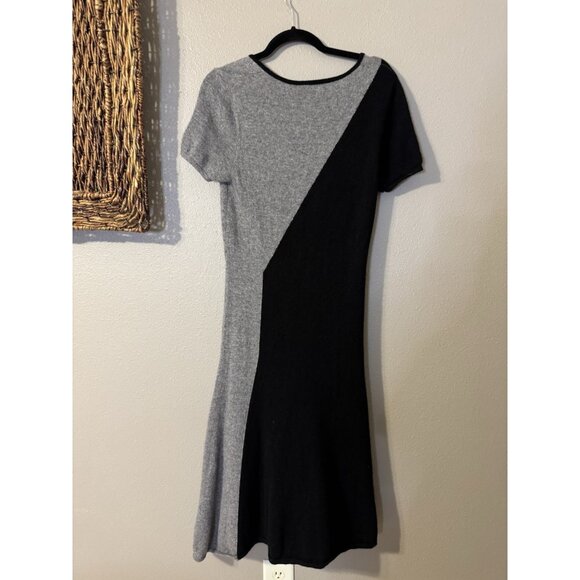Lusso Knit Sweater Midi Dress M Medium Black Gray Cashmere Short Sleeve Washable - Picture 8 of 11